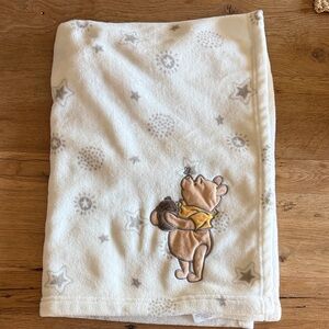 Disney White and Gray Winnie the Pooh Baby Blanket